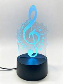 1PC 3D Musical Note Night Light, Creative Colorful Decorative Lamp, Room Atmosphere Lamp, Birthday Gift For Music Lover Friends - Multicolor - View 1