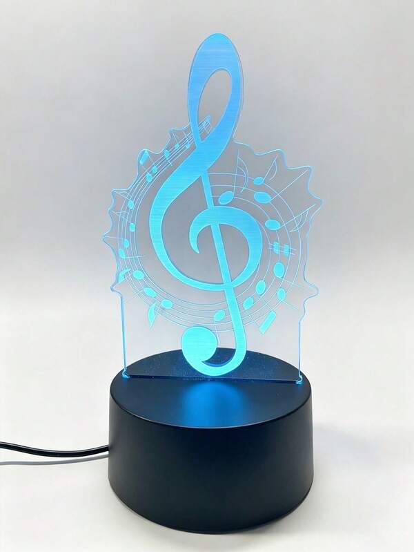 1個 3D 音符造型小夜燈，創意彩色裝飾燈，房間氛圍燈，送給音樂愛好朋友的生日禮物