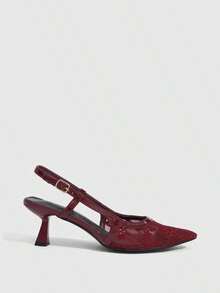 CUCCOO SZL Zapatos de tacón alto de unicolor para mujer, zapatos de primavera, tacones para vacaciones de primavera, Pascua, baile de graduación y Navidad - Rosa Roja - Ver 3