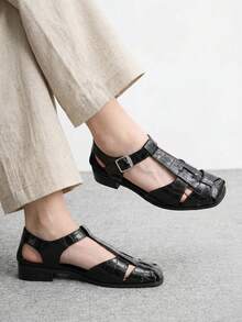 CUCCOO BIZCHIC Women's Shoes, Black, Roman Sandals, Flat Sandals, Comfortable Commuter Classic Office Wear - Black - View 4
