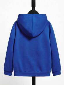 SHEIN Kids Tween Boy Cartoon Long Sleeve Smiling Face Print Sweatshirt Sweatshirt, Casual Daily Wear, Autumn/Winter - Blue - View 2