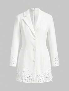 MOTF PREMIUM VESTIDO CORTO ELEGANTE ADORNADO CON PERLAS FALSAS Y diamante de imitación - Blanco - Ver 1