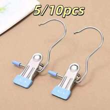1/5/10pcs Premium Stainless Steel Clothes Clips, Adjustable Metal Pants Hangers With Clips, Portable Clothing Decorative Clips, Suitable For Home Storage, Home Decor, Room Decor, Travel Essentials And Back To School Essentials - Multicolor - View 17