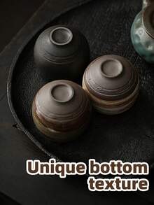 Cirelle 1pc Japanese Ceramic Teacup - Handcrafted Tea Cup Without Handle, Asian Retro Coarse Pottery Cup For Loose Leaf Tea, Macha, Sake & Kung Fu Tea Ceremony - Multicolor - View 6