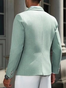 Manfinity Mode Men's Plus Size Fashion Commuter Blazer - Mint Green - View 2