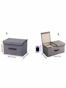 Foldable Storage Box With Lid Desktop Drawer Organizer Closet Shelf Container Underwear Socks Cosmetics Clothes Home Space Saver Portable Multi Use - Grey - View 10