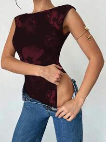 Firerie 女款優雅浪漫時尚通勤性感風連身衣，適合派對、度假、返校、浪漫約會及婚禮生日穿搭 - 酒紅色 - 查看 8