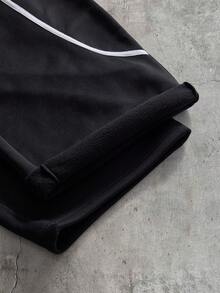 AXEPEAK Pantalones de chándal para hombre con doble cintura, cordón, bloques de color y bolsillos - Negro - Ver 5