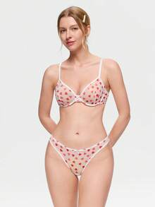 Bonmuse 3 chiếc/Bộ áo ngực có gọng nữ màu trơn, in hình trái tim & hoa, trang trí nơ, thoải mái cho mùa hè - trắng - Xem 10