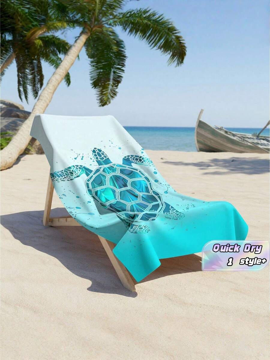 1 Piece Turtle Pattern Microfiber Beach Towel Super Absorbent Quick Dry Sand Free Large Square Bath Towel For Swimming Pool Camping Travel Summer Vacation Essential - Multicolor - View 1