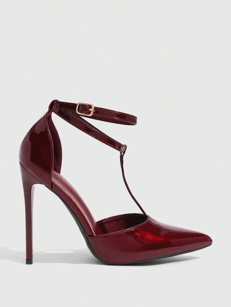 CUCCOO SZL Women Shoes Women's Burgundy Pointed Stiletto Ankle Strap Women's High Heel Shoes Fashion Sexy Dinner Party Women's High Heel Shoes Hollow Women's Fall Shoes
