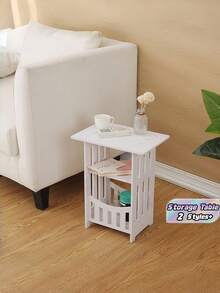1 Nordic-Style Mini Square Coffee Table. Creative, Minimalist, Perfect For Home Use As A Side Table In The Living Room, Small Apartment, Multifunctional Small Square Table. Useful For Bedroom Nightstands, Balcony Relaxation, Daily - Multicolor - View 1