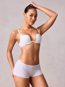 Veilyse Sujetador con aro y tirantes ajustables de color sólido, lencería para el verano - Blanco - Ver 4