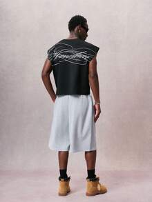 STYNVO Men's Plus Size Summer Casual Letter Print Tank Top - Black - View 4
