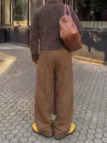 STEELVANCE Men's Solid Color Drawstring Waist Casual Versatile Everyday Travel Long Pants - Khaki - View 2