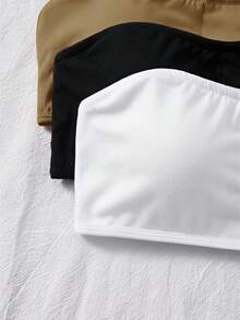 SHEIN مجموعة 3 قطع توب أنبوبي مبطن مانع للانزلاق بسيط ومريح للفتيات المراهقات من Dozemod - متعدد الألوان - مشاهدة 4