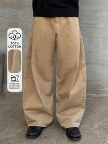 DAZY Khaki Color Curved Hem Men's Pants - Khaki - View 10