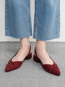 CUCCOO BIZCHIC New Design Pointed Minimalist Commuter Style Stylish Flats, Suitable For Christmas And Spring Wear - Burgundy.. - View 6