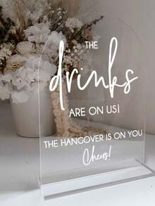 1PC 10*15CM Printed Wedding Bar Sign With Stand - "Drinks On Us, Headaches On You" - Modern Acrylic Decor, Suitable For Wedding Reception, Ceremony, Bridal Gift Table,Tabletop Installation,Decor Modern Wedding Decor Wedding Decor - tabletop ornament - View 16
