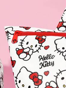 HELLO KITTY AND FRIENDS | SHEIN 卡通網格拉鍊收納5件組，單件或套裝，含衣物收納袋、鞋袋與洗衣袋，透氣網布讓旅行行李井然有序 - 白色和紅色 - 查看 9