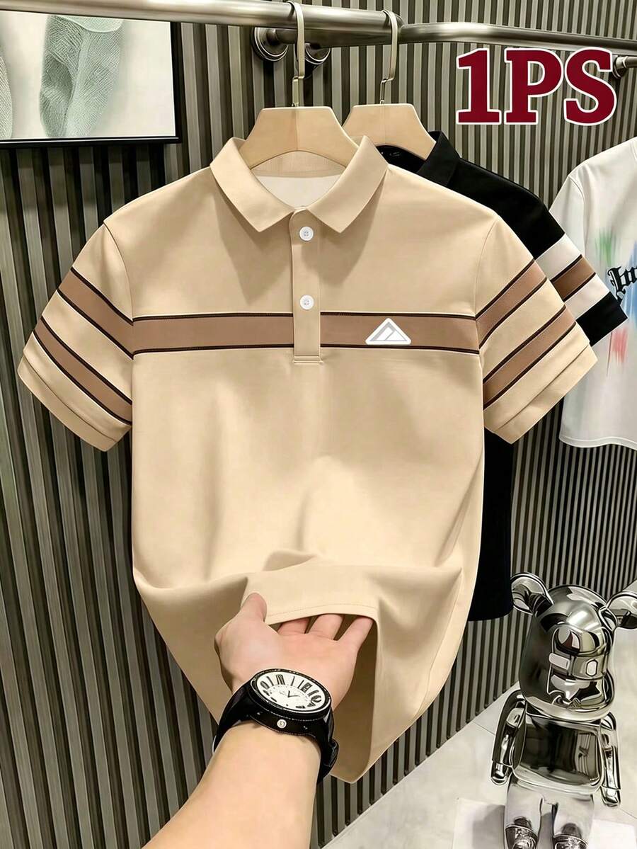 Manfinity Dauomo 男士条纹短袖休闲通勤 Polo 衫