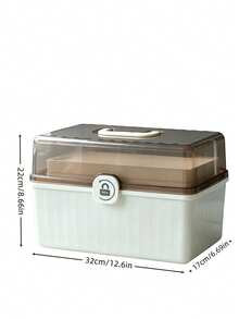 3-Tier Portable White Plastic Storage Box With Handle – Multi-Layer Medicine Organizer & First Aid Kit, Dustproof Household Medical Kit - White - View 11