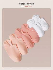 GLOWMODE 3 Pairs Invisible No-Show Socks Walk A Mile Soft Grip Daily Studio Workout Gym - Peach Muzz - View 8