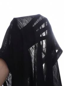 SHEIN كارديجان قصير للبنات باللون الأسود من الصوف المحبوك بياقة دائرية وأزرار أمامية، ملابس خريفية، بقصة ضيقة مريحة ومتعددة الاستخدامات - الأسود - مشاهدة 9