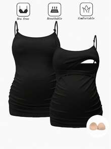 Modmama 孕妇背心带内置胸罩，哺乳服，白色 - 黑色 - 查看 10