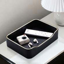 PU Leather Tray Desktop Organizer - Remote Control Holder & Catchall Tray, Suitable For Vanity, Skincare Display, Lipstick Rack, Bathroom Countertop, Decorative Tray For Miscellaneous, Cosmetics, Phone, Wallet, Tableware,Room Decor - Multicolor - View 10