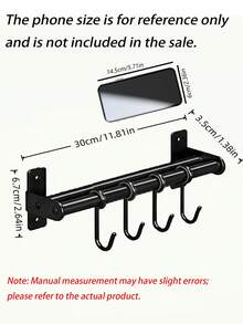 1 pieza Gancho de cocina montado en la pared sin perforación, estante multifuncional para almacenar utensilios de cocina del hogar. - Negro - Ver 4