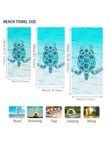 1 Piece Turtle Pattern Microfiber Beach Towel Super Absorbent Quick Dry Sand Free Large Square Bath Towel For Swimming Pool Camping Travel Summer Vacation Essential - Multicolor - View 4