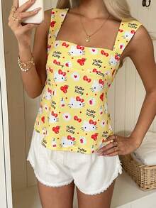 CovetEZ HELLO KITTY AND FRIENDS | SHEIN 女款 IP 聯名印花背心，適合外出、街頭穿搭、居家穿著，可愛時尚 - 彩色 - 查看 5
