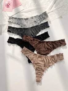PetitDoll Set de 5 tangas con volantes y rayas en estilo casual - Multicolor - Ver 1