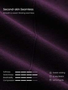 GLOWMODE 24" Ultrafine Soft Seamless V-Waist Contoured Scrunch Bum Contrast Seams Non-See-Through Leggings Running Workout Gym - Bold Plum - View 7