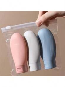 6 buah Botol Portabel Isi Ulang 60ml, Set Perlengkapan Perjalanan, Wadah Botol Terpisah untuk Perlengkapan Mandi, Set Dispenser Sabun (Dengan Stiker Label) - Beraneka warna - View 2