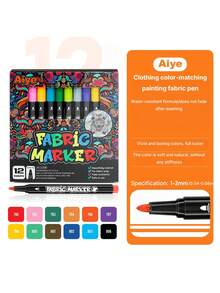 Fabric Marker Pen Is Washable, T-Shirt Clothes Painting Fabric Pen Is Waterproof, And The Fabric Pen Does Not Fade (Available In Single And Double Head Versions) - multicolor - View 9