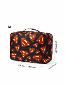 SUPERMAN X SHEIN Logo印花聚酯纖維旅行收納袋 分類收納整理袋 多尺寸可選 - 黑紅色 - 查看 8