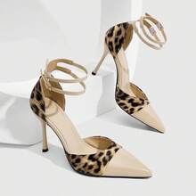 CUCCOO SZL Women's Fashionable Elegant Commuting Leopard Print Patchwork Pointed Toe Pumps For Christmas Spring Shoes - Apricot. - View 4