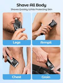 Teckwe Multifunctional Electric Hair Trimmer For Men, Rechargeable Beard Shaver Nose Hair Cutter With Charging Base & Multiple Guide Combs - Black - View 2