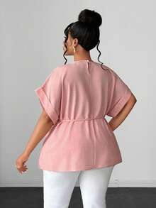 Maweii Spring/Summer Casual Vacation Elegant Sophisticated Niche Design Daily Wear Evening Office Commute Dusty Pink Slimming Plus Size Women's Blouse - Pink - View 3