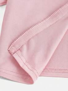 SHEIN Girlism NovaGlow 青少女運動休閒日常針織素色開襟外套與喇叭褲套裝 - 粉色 - 查看 8