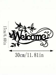 1PC Modern Iron Welcome Sign Hanger Durable Indoor Outdoor Decor With Branch Bird Silhouette Pattern Rustproof Elegant Handmade Art Piece For Living Room Kitchen Garden Office Front Door Home Decoration Gift - Black - View 7