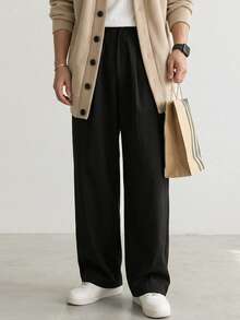 DAZY Men's Solid Black Commuter Pants For Autumn - Black - View 5
