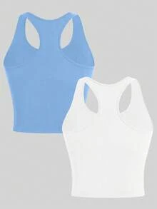Solea Cove 女款素色日常健身運動露背背心 - 彩色 - 查看 2