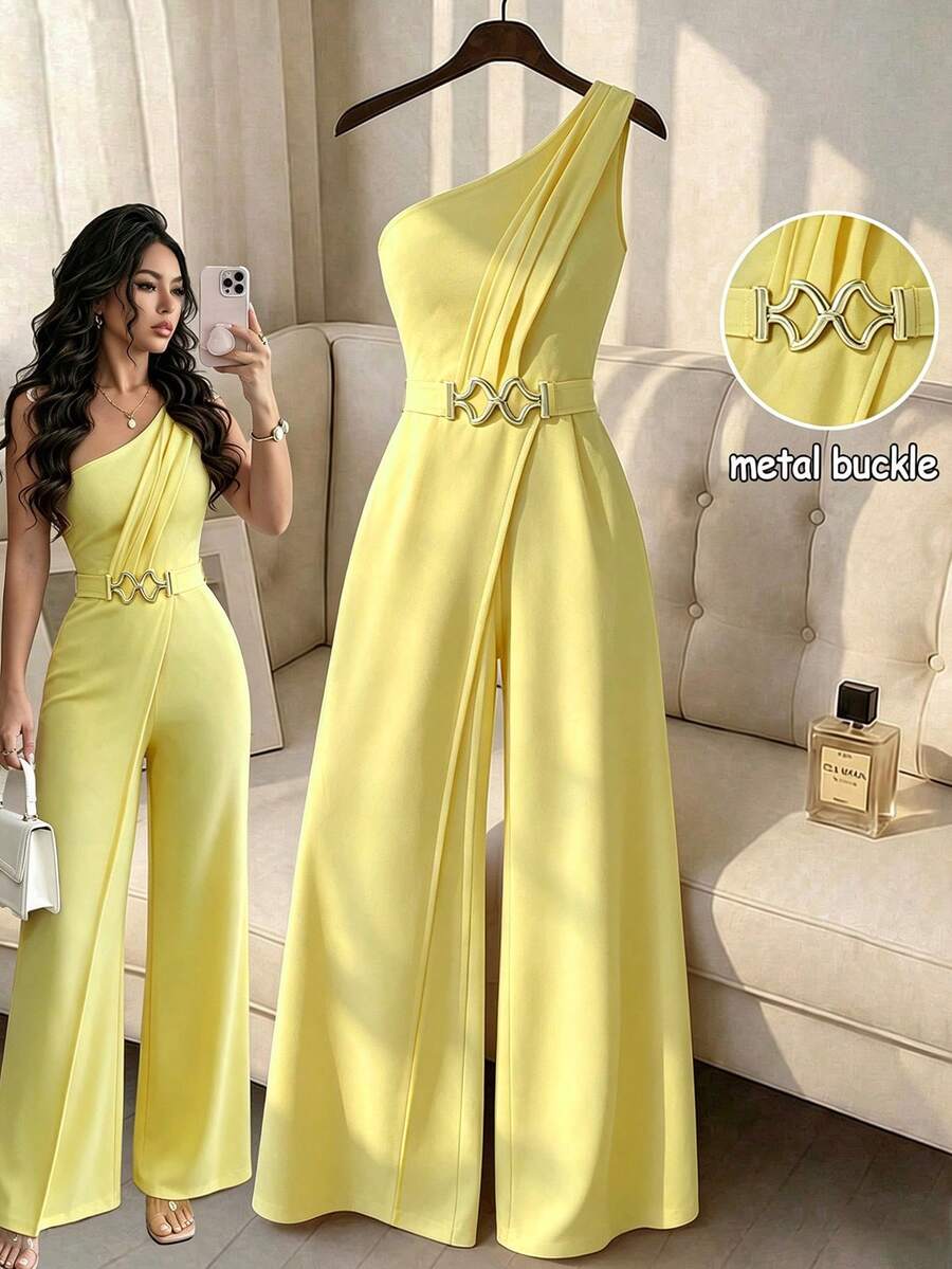 Elenzga Women's Solid Color Casual Everyday Wear Jumpsuit