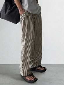 DAZY Pantalones largos de hombre con rayas negras y blancas y cintura elástica - Multicolor - Ver 9