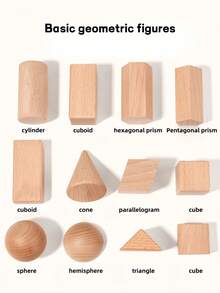 MINKOJA Set Balok Bangunan Geometris Kayu Beech, 12 Buah Balok Bentuk Kayu Padat Tanpa Lapisan, Ukuran Besar Mainan Susun Pengenalan Bentuk Montessori, Mainan Edukasi Pelatihan Motorik Halus Berpikir Spasial untuk Anak Usia 3 Tahun ke Atas - MultiWarna - View 4