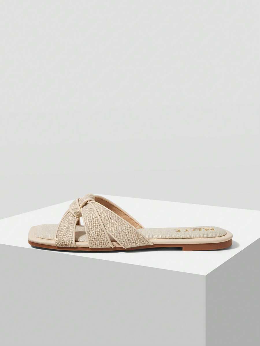 MOTF PREMIUM NEW RICE APRICOT FLAT BOTTOM FASHION OPEN-TOE WEAR CASUAL AND COMFORTABLE VERSATILE WOMEN'S FLAT SANDALS - Rice Apricot 2 - View 2