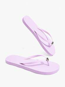 Grefit Women's Flip-Flops, Summer Open-Toe Slippers, Round Toe Simple Solid Color Flip-Flops, Vacation Beach Shoes - Baby Pink - View 14